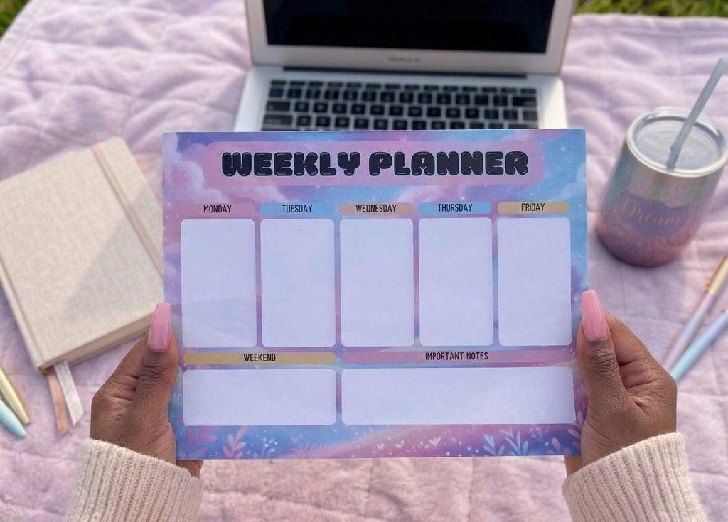 Pastel Weekly Planner Notepad | A5 Desk Organizer, Daily Productivity Pad