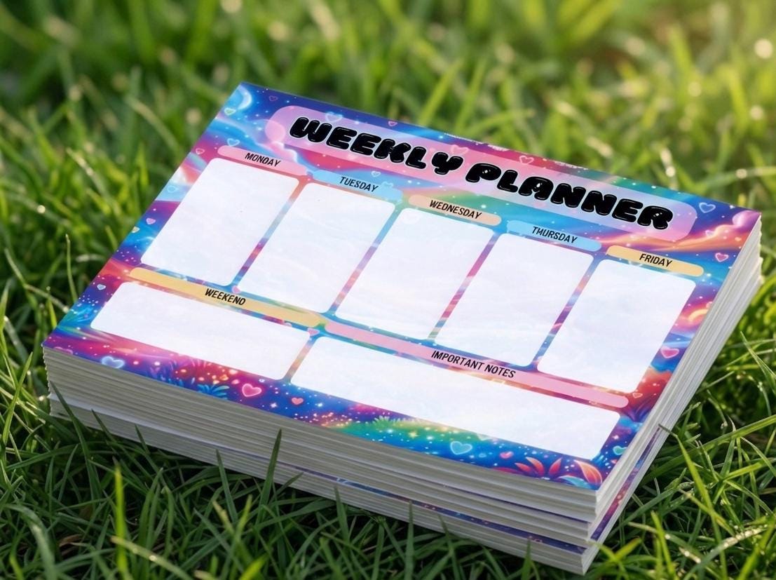 Weekly Organizer Notepad | Undated Productivity Planner Pad | A5 Desk Pad (30 Sheets)