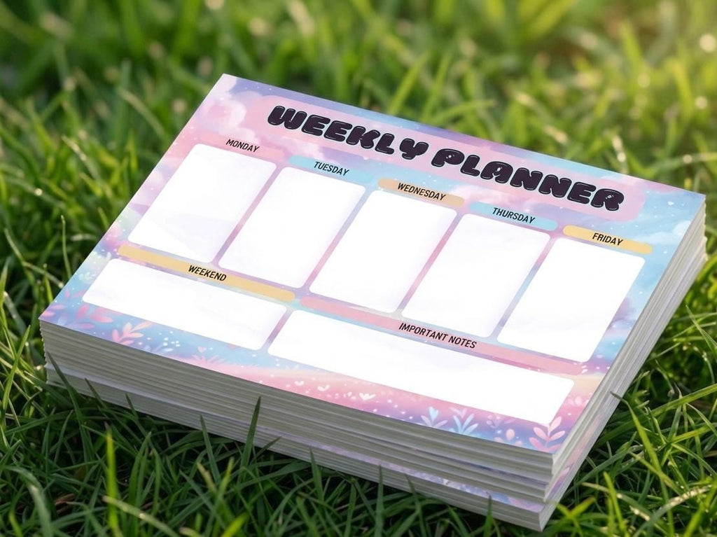 Pastel Weekly Planner Notepad | A5 Desk Organizer, Daily Productivity Pad
