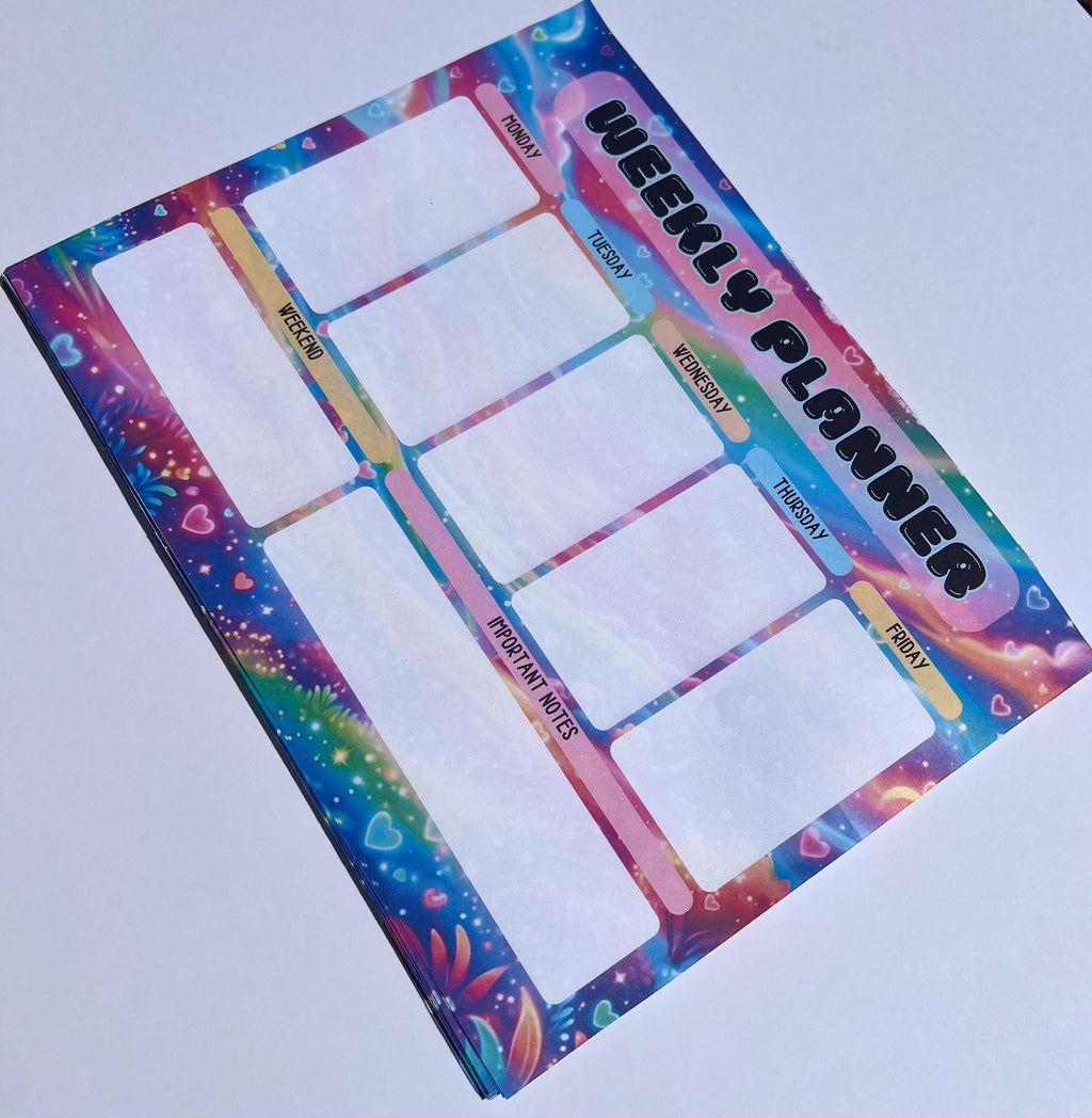 Weekly Organizer Notepad | Undated Productivity Planner Pad | A5 Desk Pad (30 Sheets)