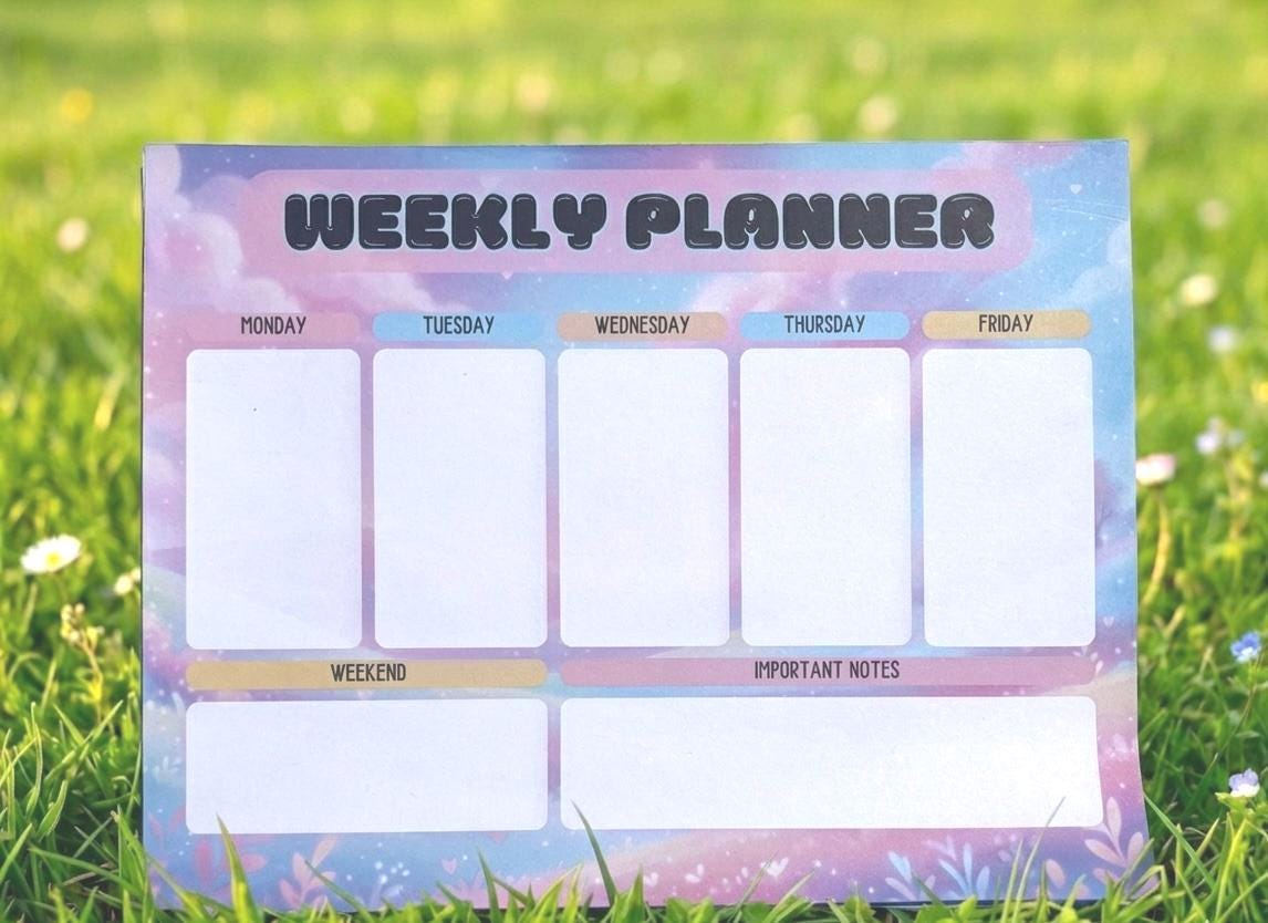 Pastel Weekly Planner Notepad | A5 Desk Organizer, Daily Productivity Pad