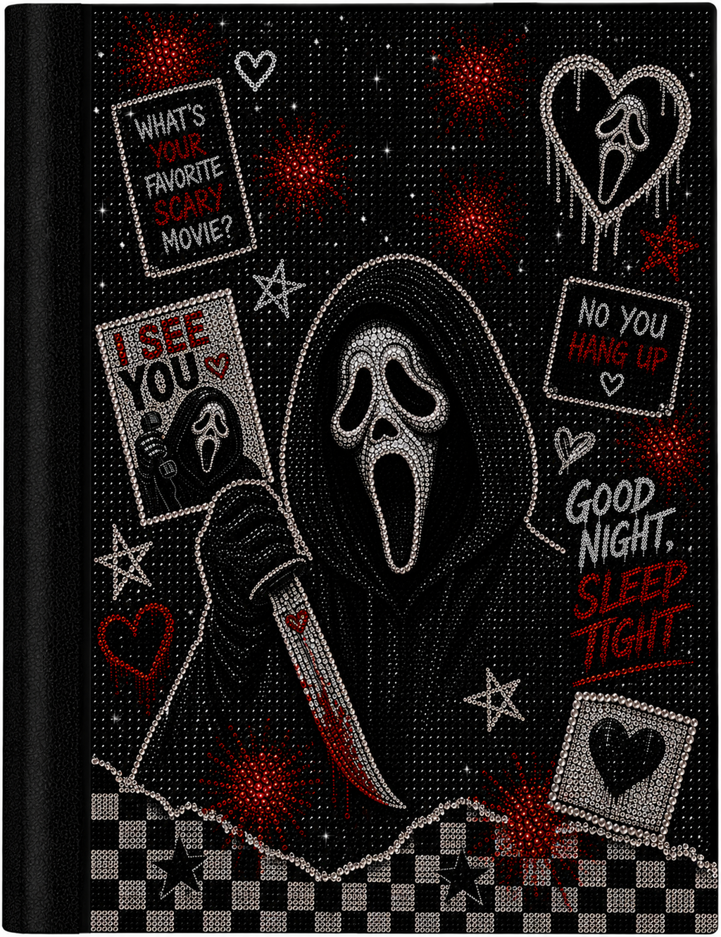Ghostface Inspired Faux Bling Composition Notebook
