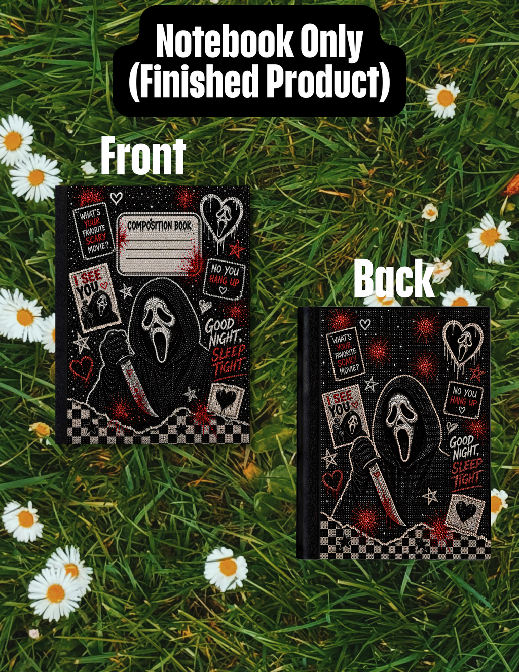Ghostface Inspired Faux Bling Composition Notebook