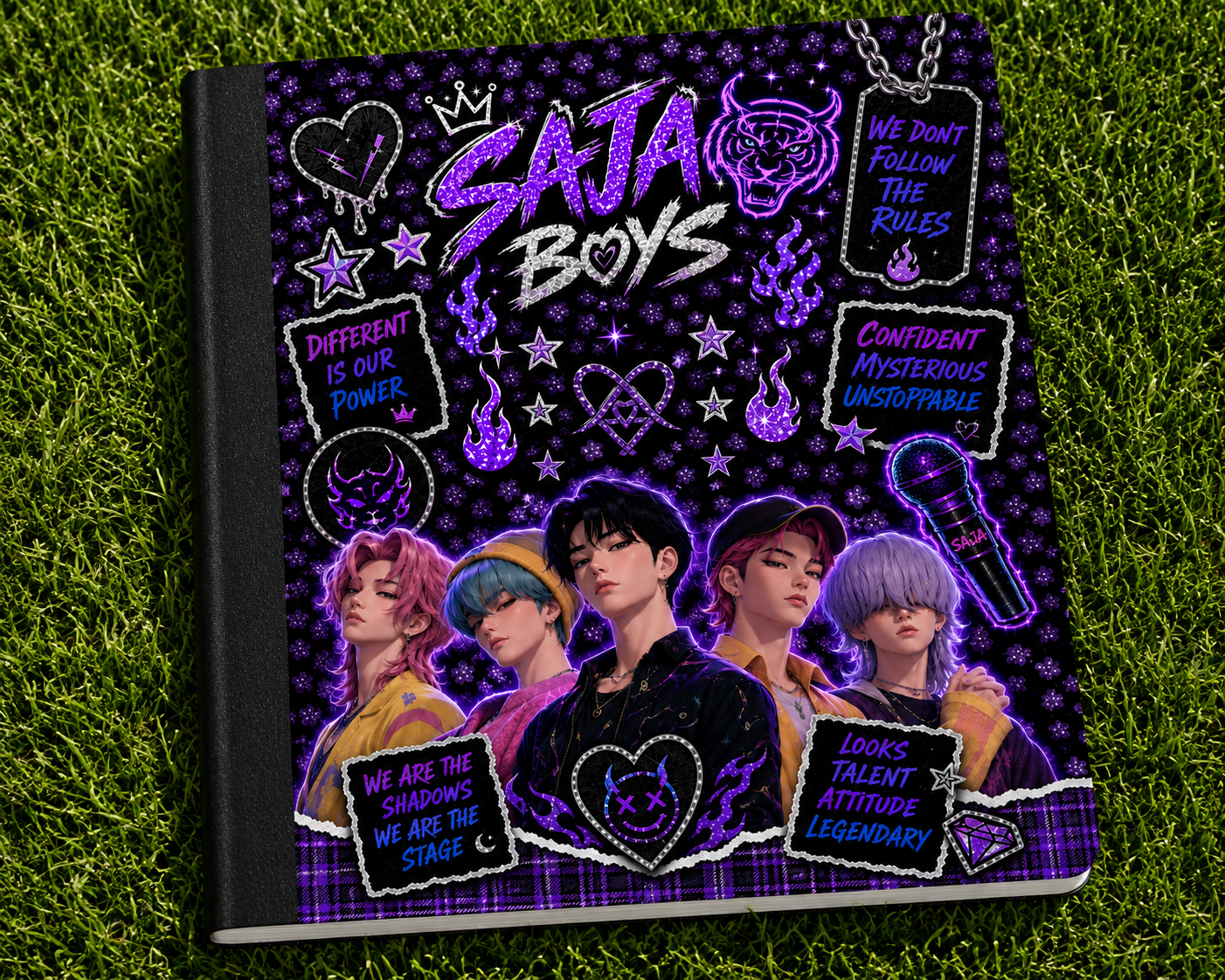 Saja Boys Inspired Composition Notebook | Purple Faux Bling College Ruled Journal | DIY Cover Option