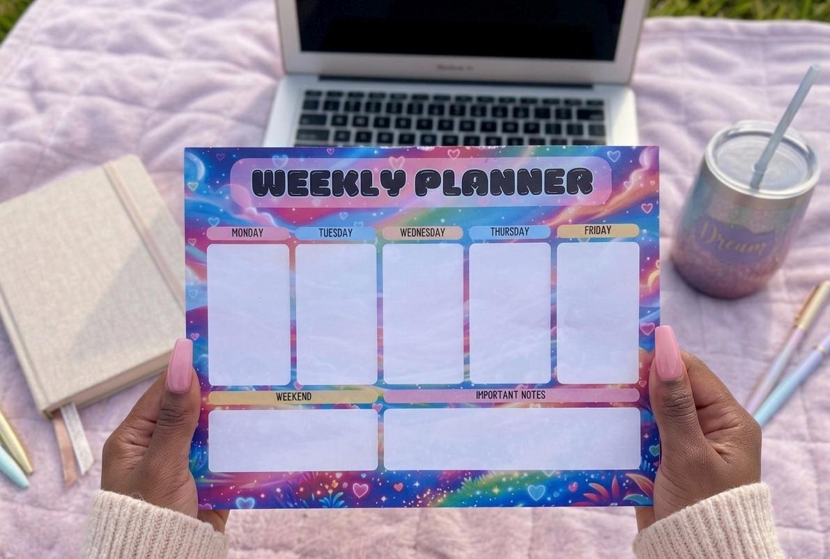 Weekly Organizer Notepad | Undated Productivity Planner Pad | A5 Desk Pad (30 Sheets)