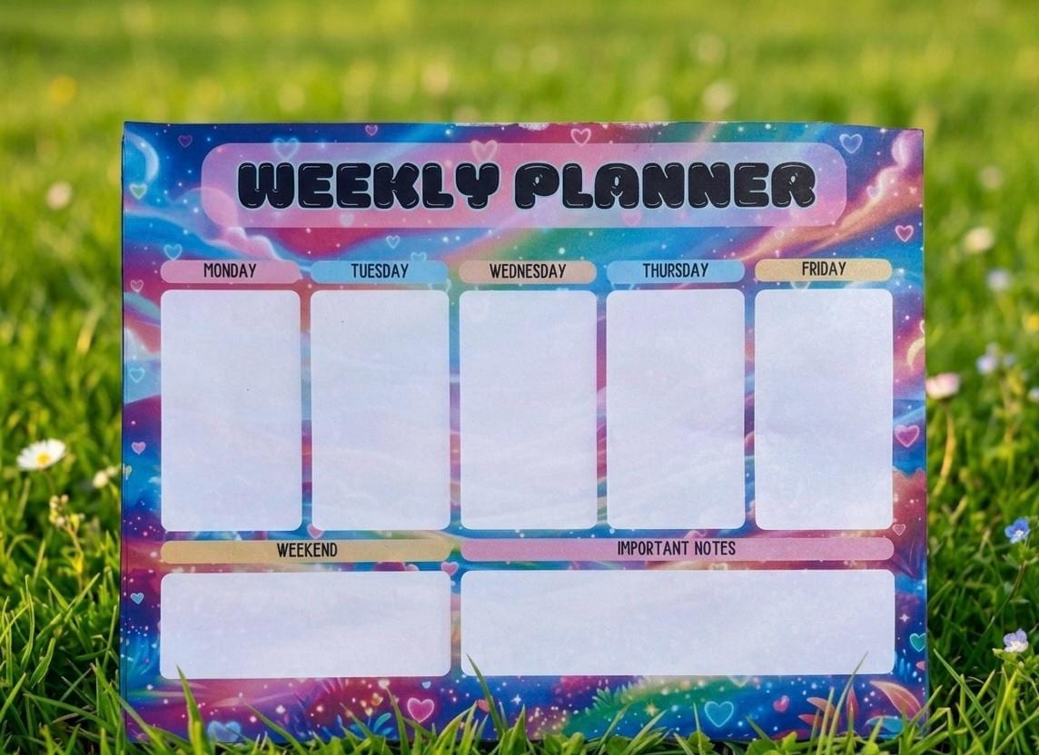 Weekly Organizer Notepad | Undated Productivity Planner Pad | A5 Desk Pad (30 Sheets)