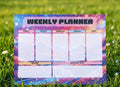 Pastel Weekly Planner Notepad | Landscape Desk Organizer | 30 Sheets, Handmade Productivity Pad