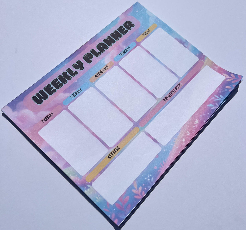 Pastel Weekly Planner Notepad | A5 Desk Organizer, Daily Productivity Pad
