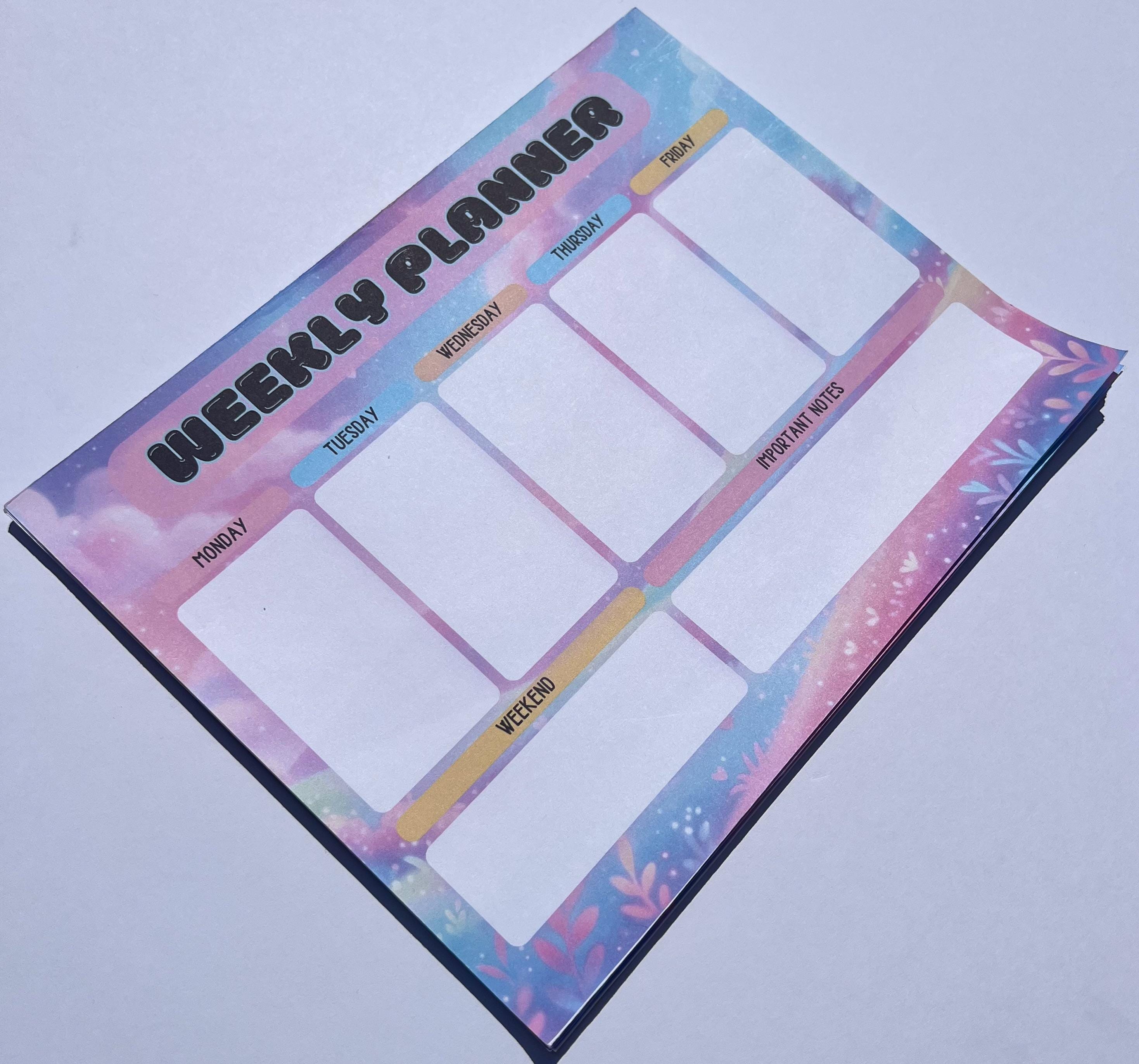 Pastel Weekly Planner Notepad | A5 Desk Organizer, Daily Productivity Pad